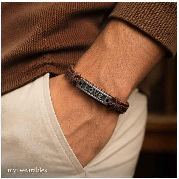 Love Center piece design Leather Bracelet