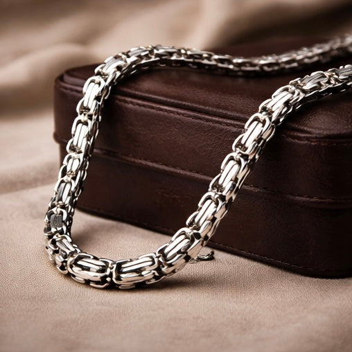 Domineering Personality Men Jewellery Stainless Steel Heavy Necklace Silver (50cm / 8mm thickness)