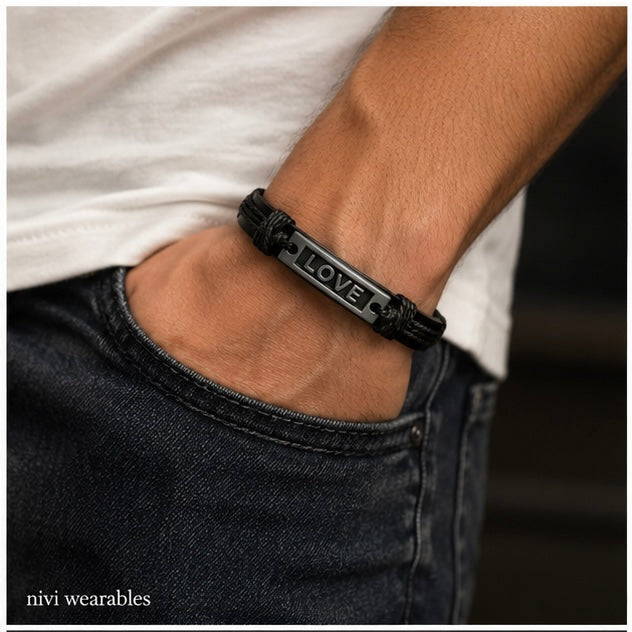 Love Center piece design Leather Bracelet