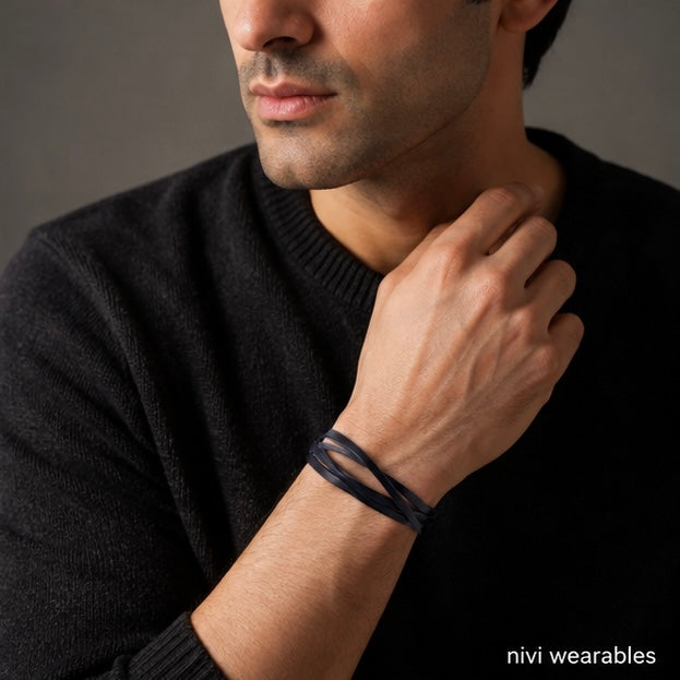 Crossing Band Design Leather Bracelet