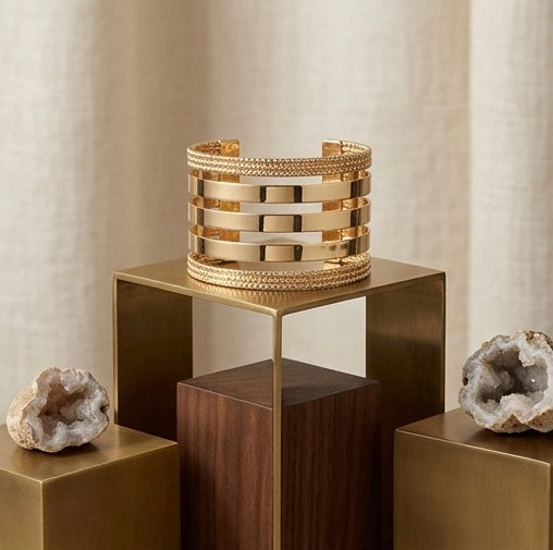 New Trendy Gold Plated Punk Style Bracelets for Women (Free Size)