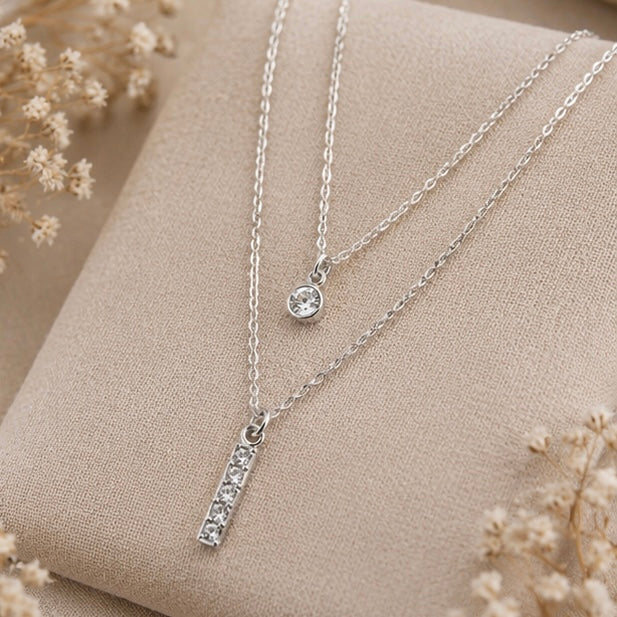 HOVANCI 18K PVD Double Layer with Zircon Pendent Dainty Choker
Necklace (40+5cm)