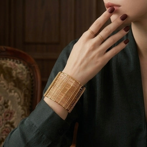 New Trendy Gold Plated Punk Style Bracelets for Women (Free Size)