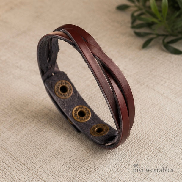 Crossing Band Design Leather Bracelet