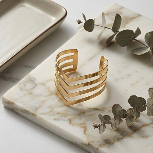 New Trendy Gold Plated Punk Style Bracelets for Women (Free Size)