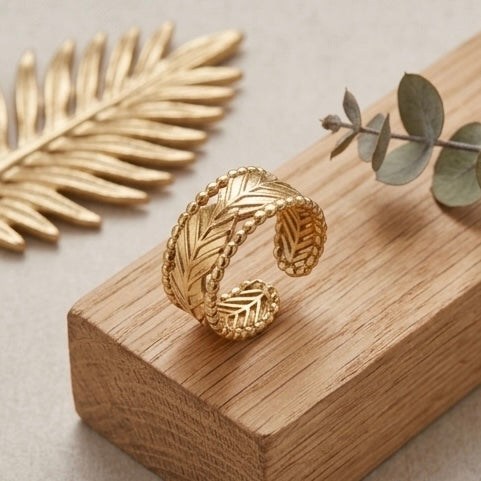 Adjustable Stainless Steel Women Rings Gold Plated 18k Anti Tarnishing (Free Size)