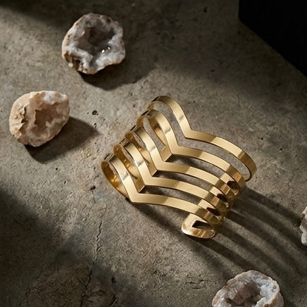 New Trendy Gold Plated Punk Style Bracelets for Women (Free Size)