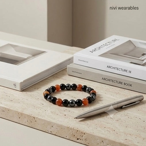 Tiger Eye & Hematite 8/10mm Natural Obsidian Bracelet
