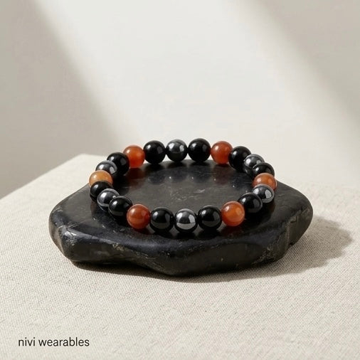 Tiger Eye & Hematite 8/10mm Natural Obsidian Bracelet