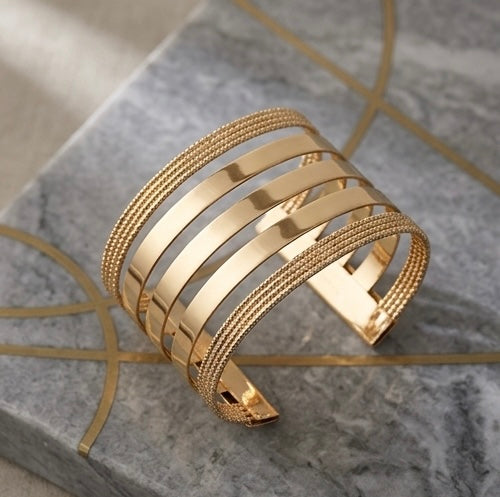 New Trendy Gold Plated Punk Style Bracelets for Women (Free Size)