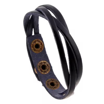 Crossing Band Design Leather Bracelet
