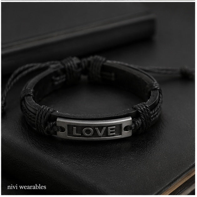 Love Center piece design Leather Bracelet