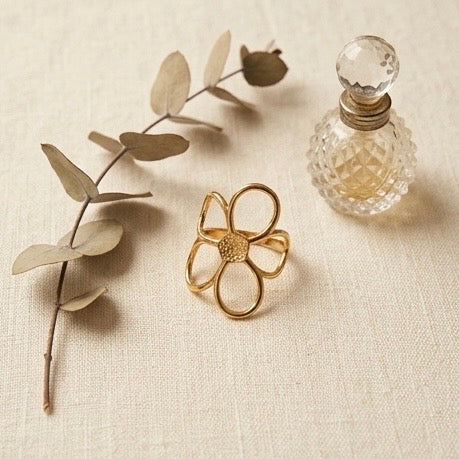 Adjustable Stainless Steel Women Rings Gold Plated 18k Anti Tarnishing (Free Size)