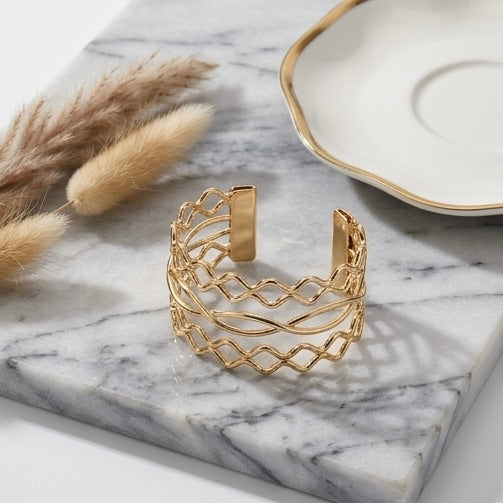 New Trendy Gold Plated Punk Style Bracelets for Women (Free Size)