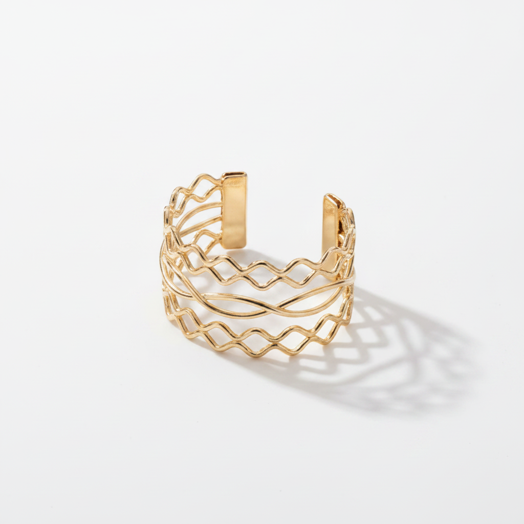 New Trendy Gold Plated Punk Style Bracelets for Women (Free Size)