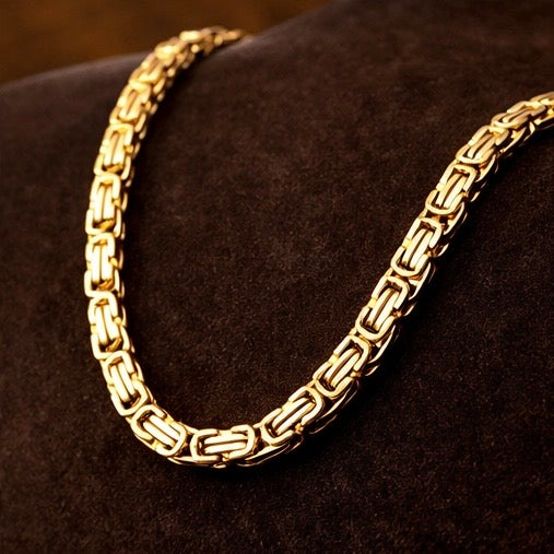 Domineering Personality Men Jewellery Stainless Steel Heavy Necklace Gold plated (50cm / 8mm thickness)