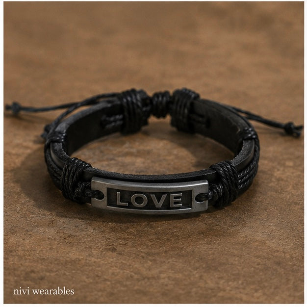 Love Center piece design Leather Bracelet