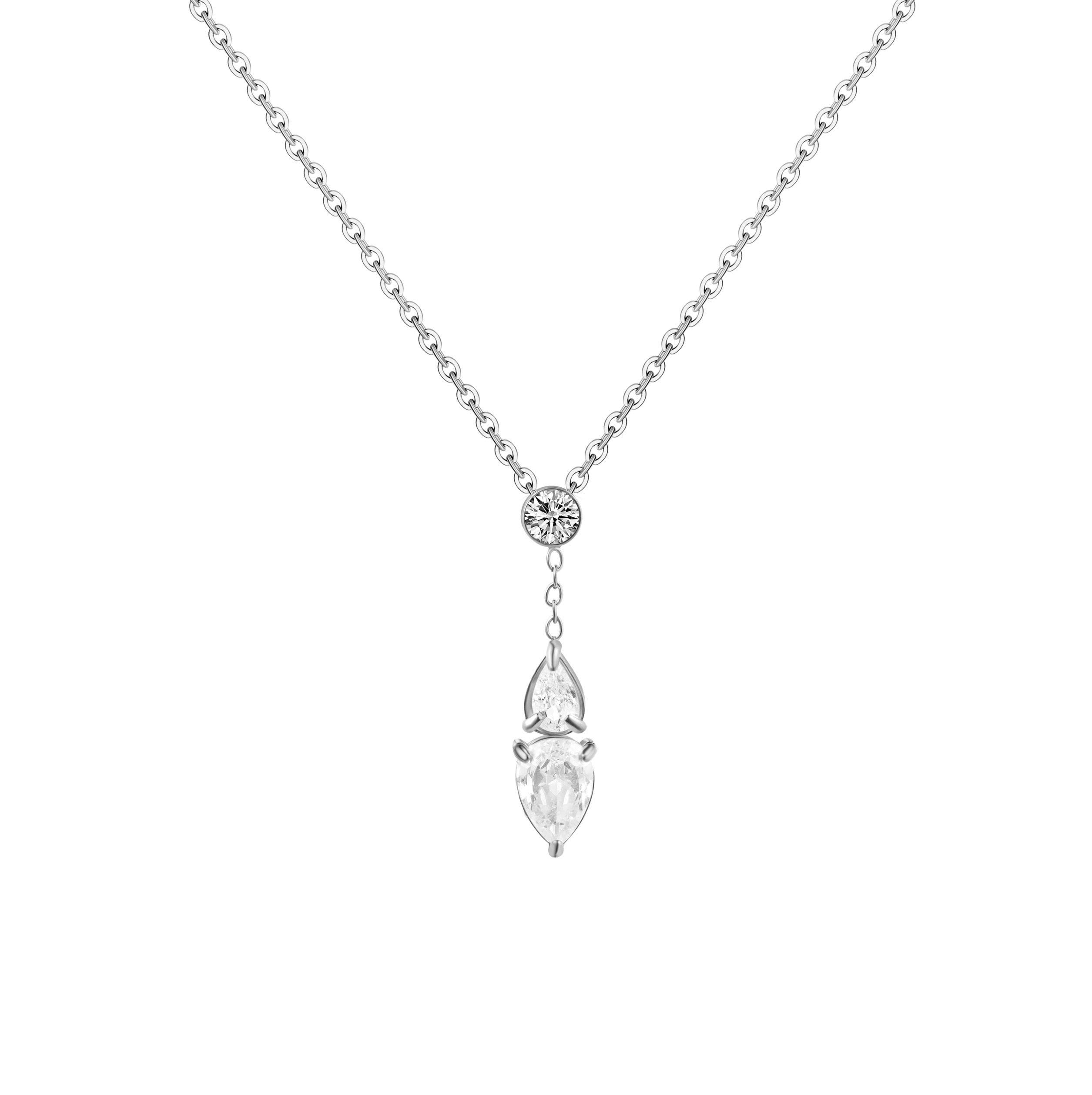 316I PVD water drops Zircon pendant Necklace Jewellery (40+5cm)
