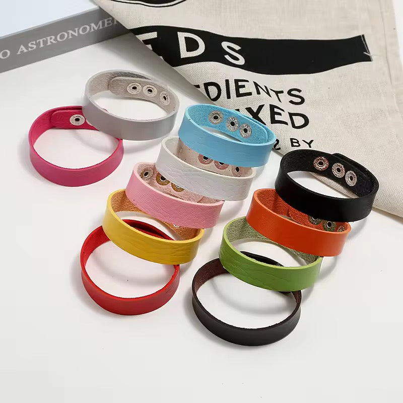 Minimalist Leather Snap Bracelets - Multicolour Wristbands