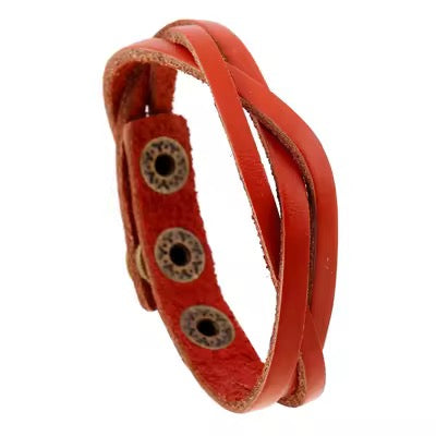 Crossing Band Design Leather Bracelet