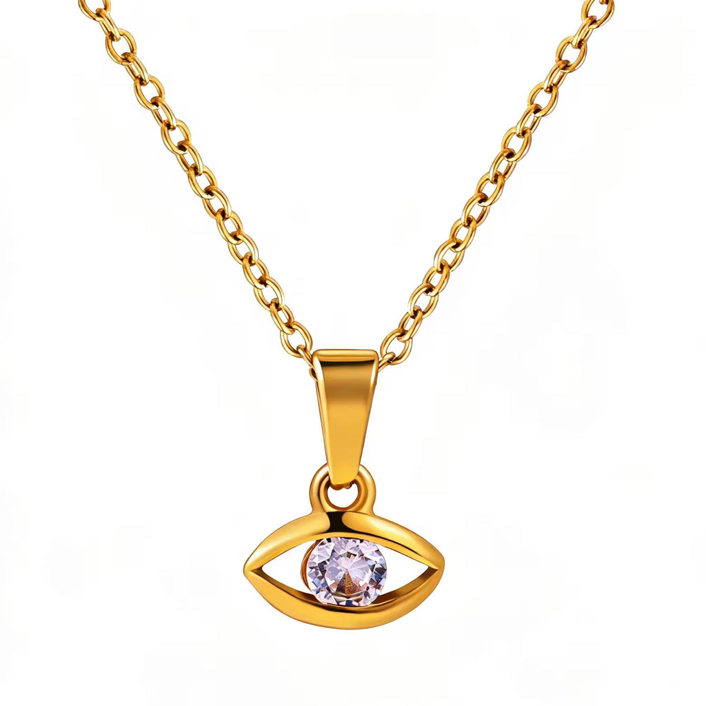 Dainty 18k Anti Tarnish Zircon Eye Diamond Pendant Non Fading Jewellery (40+5cm)