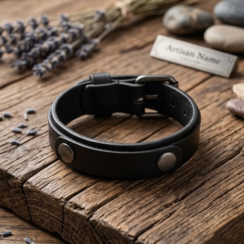 Adjustable Leather Cuff Bracelet