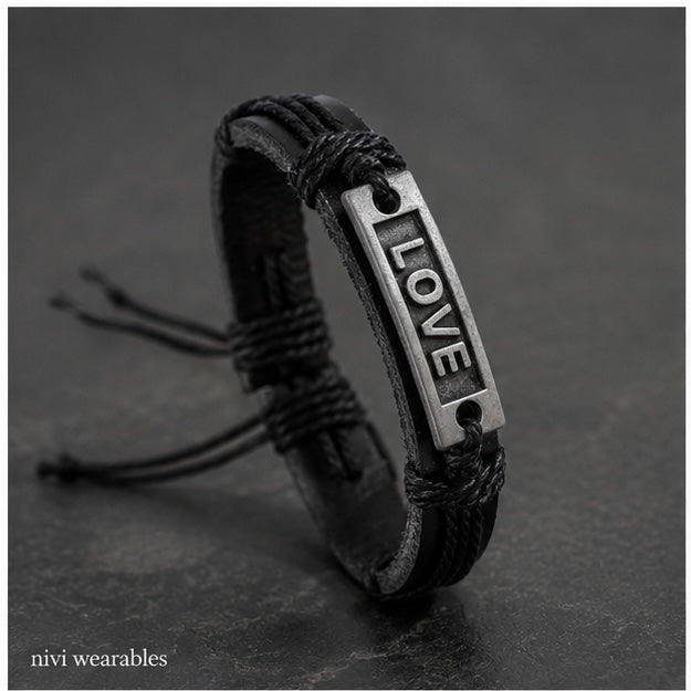 Love Center piece design Leather Bracelet