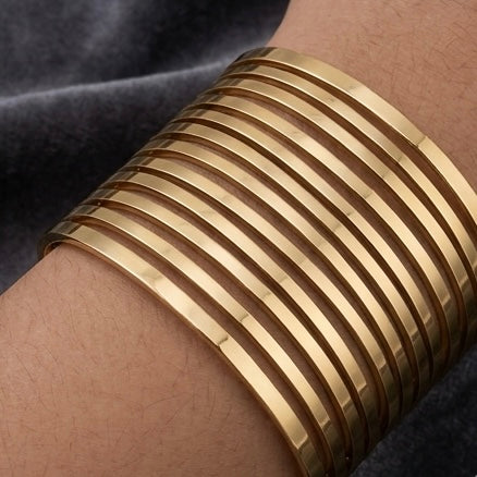 New Trendy Gold Plated Punk Style Bracelets for Women (Free Size)