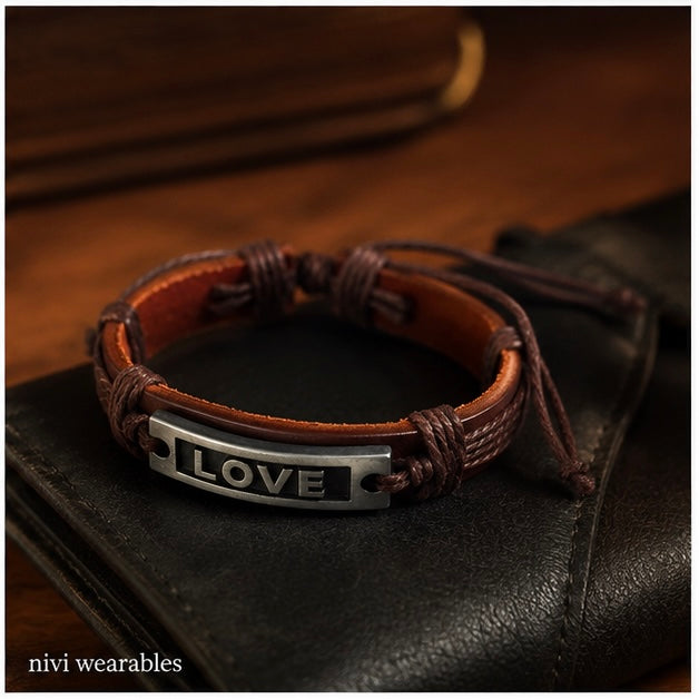 Love Center piece design Leather Bracelet