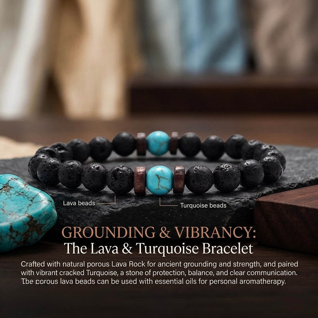 Vintage Natural Stone Bead with Wood Spacer Bracelets for Daily wear