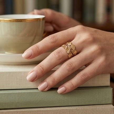 Adjustable Stainless Steel Women Rings Gold Plated 18k Anti Tarnishing (Free Size)