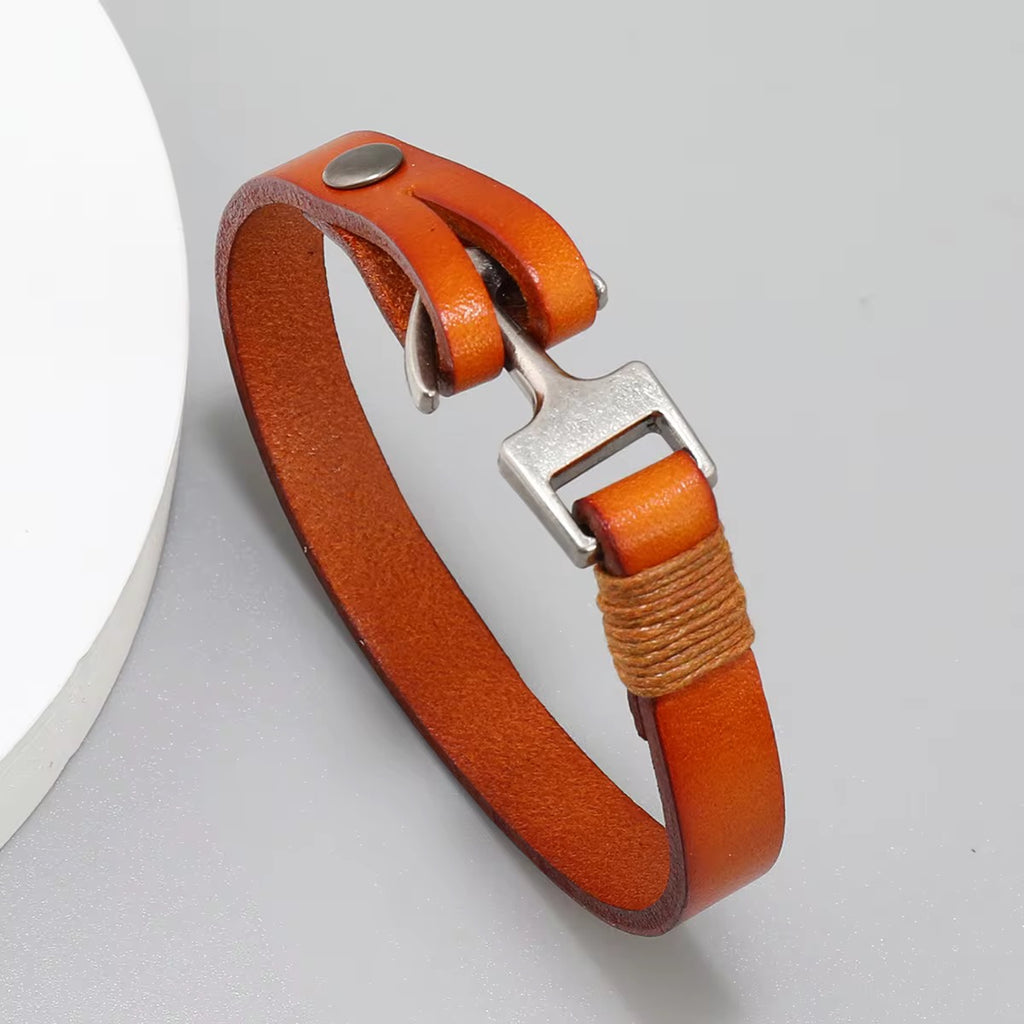 Alloy Cuff Anchor Lock Design Leather Bracelets