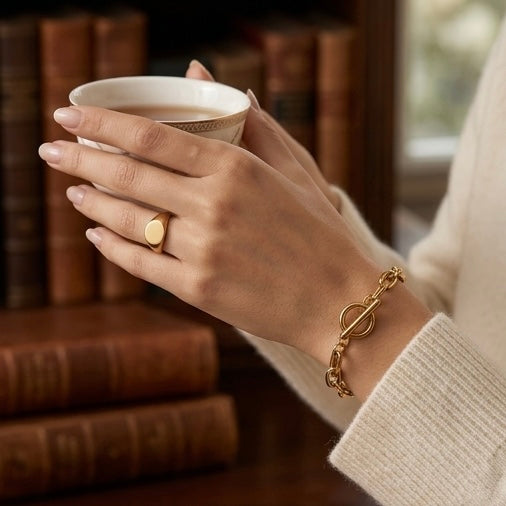 Stainless Steel Fade Resistant - Waterproof 18k Gold Plated Women Bracelet (Free Size)