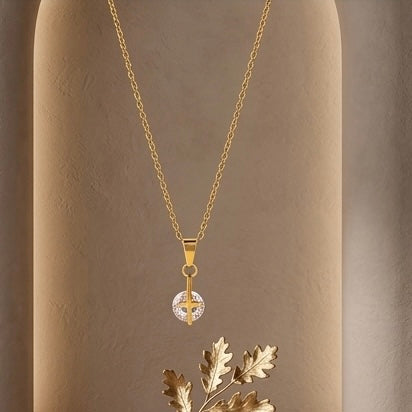 Dainty 18k Anti Tarnish Zircon Cross Diamond Pendant Non Fading Jewellery (40+5cm)