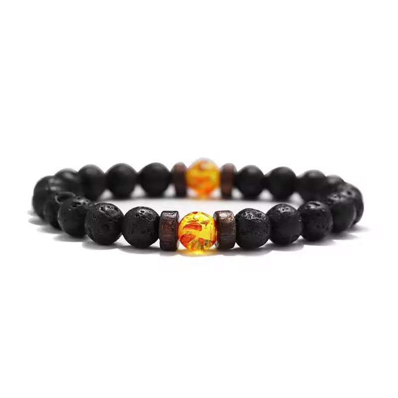 Vintage Natural Stone Bead with Wood Spacer Bracelets for Daily wear