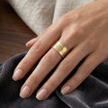 Adjustable Stainless Steel Women Rings Gold Plated 18k Anti Tarnishing (Free Size)
