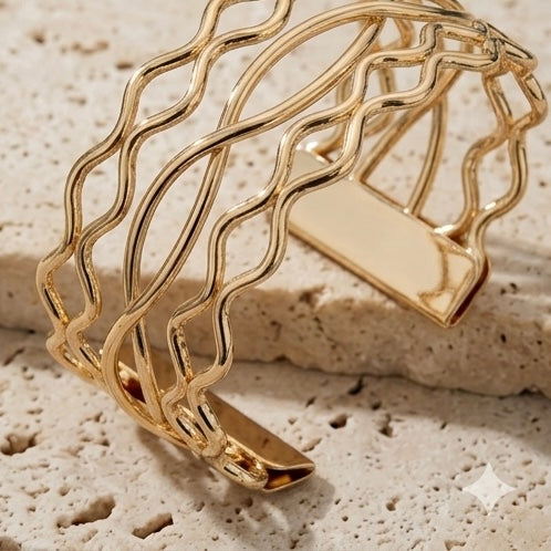 New Trendy Gold Plated Punk Style Bracelets for Women (Free Size)