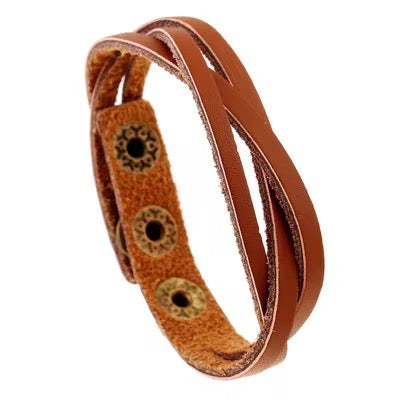 Crossing Band Design Leather Bracelet