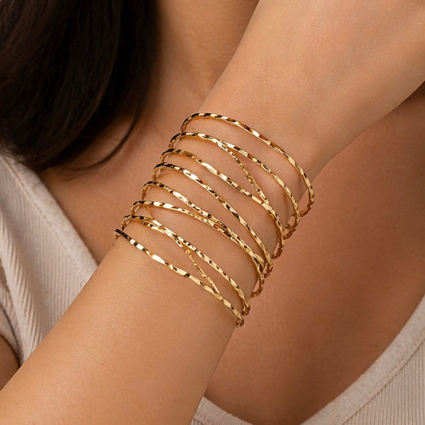 New Trendy Gold Plated Punk Style Bracelets for Women (Free Size)
