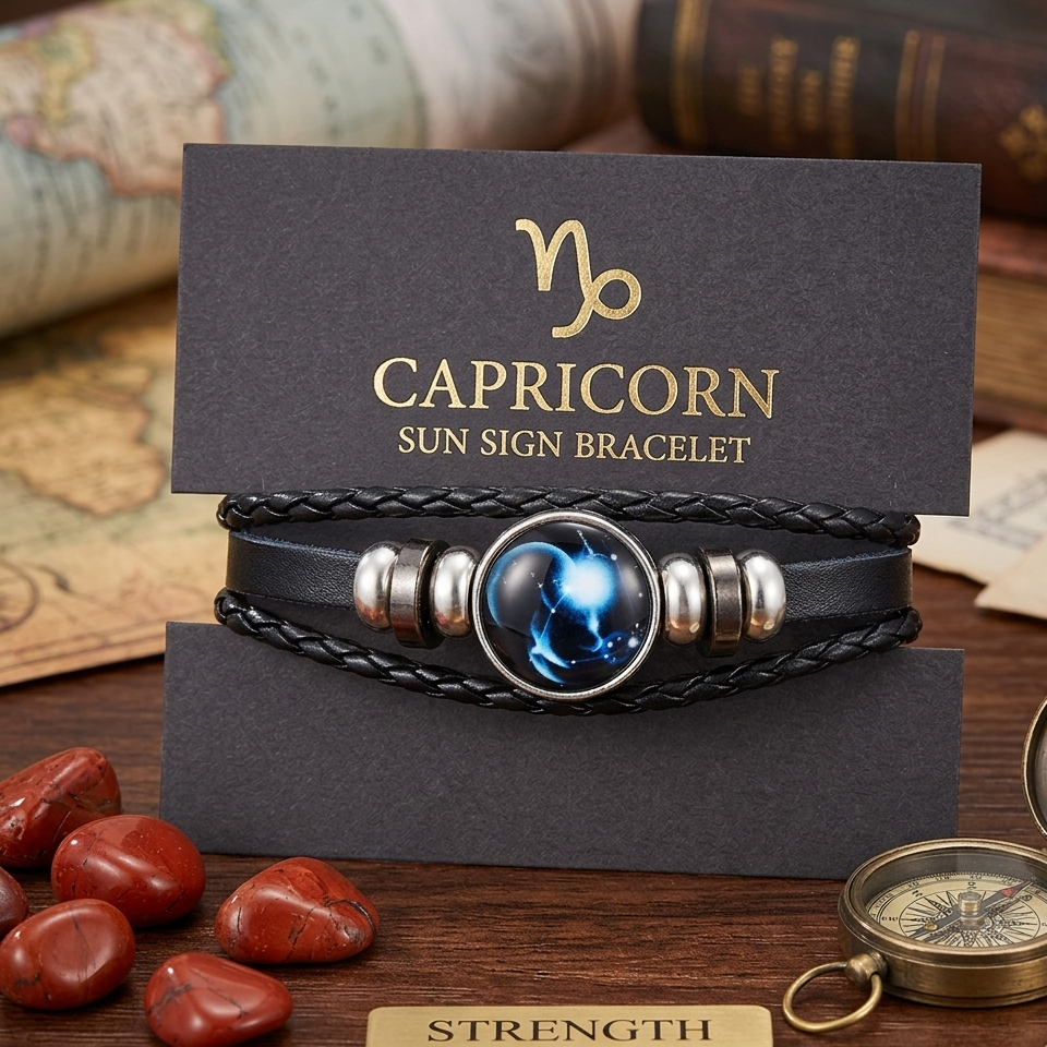 Handmade Woven 12 Zodiac Sign with Black Leather Bracelet for Men and Women for Casual wear