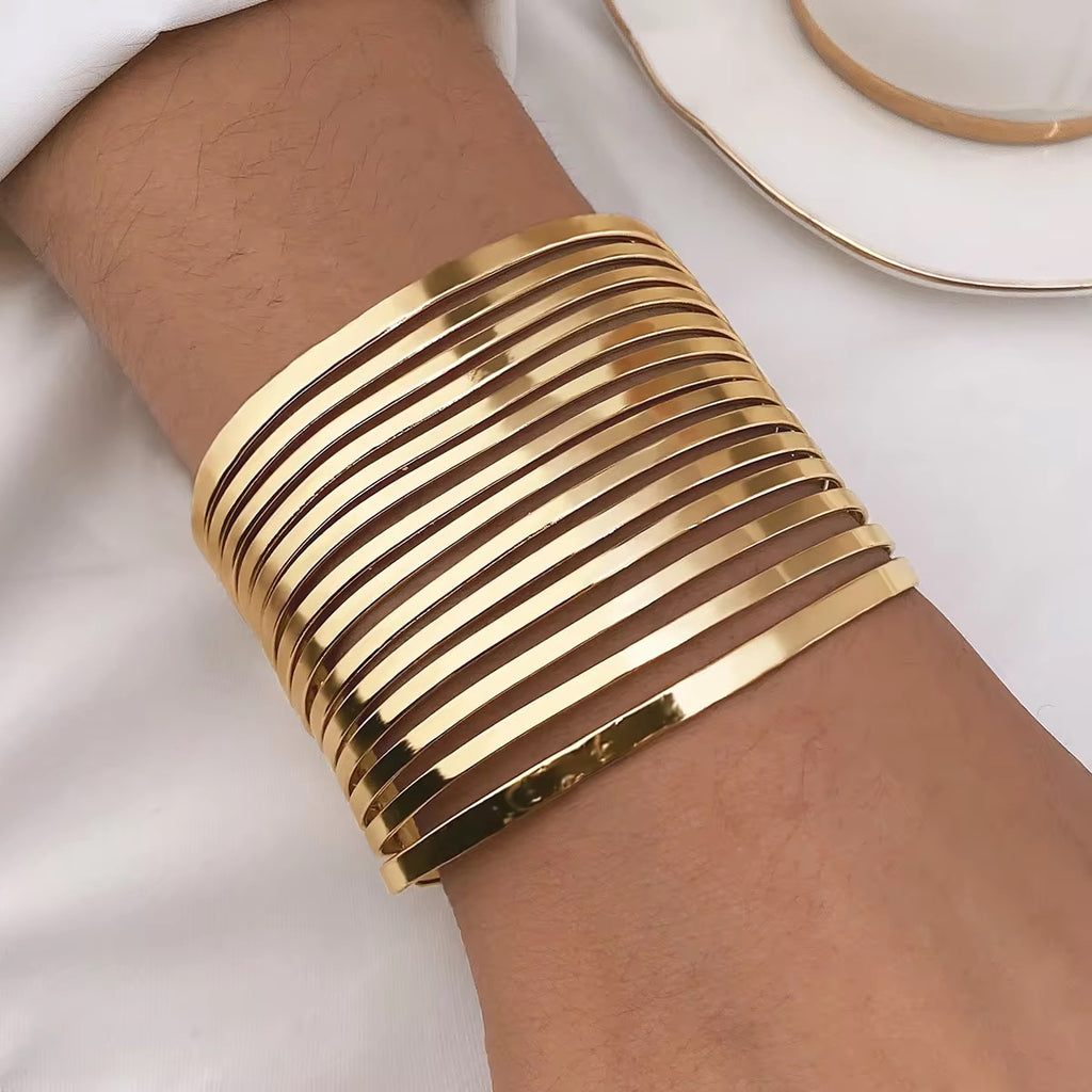New Trendy Gold Plated Punk Style Bracelets for Women (Free Size)