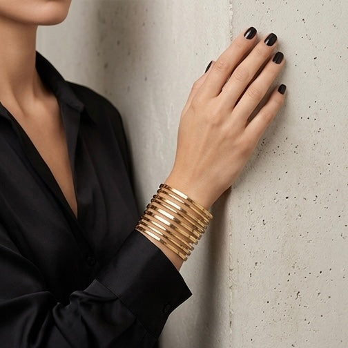 New Trendy Gold Plated Punk Style Bracelets for Women (Free Size)