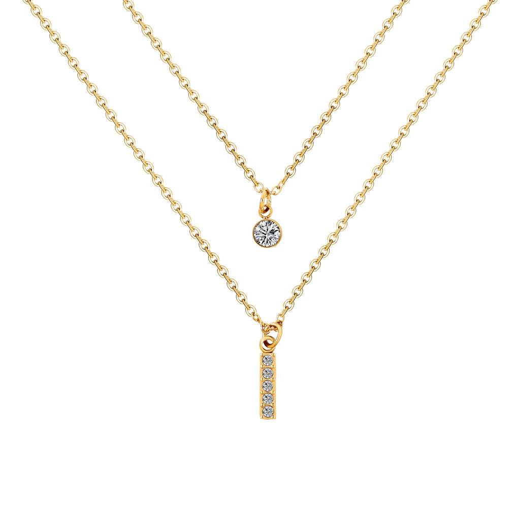 HOVANCI 18K PVD Double Layer with Zircon Pendent Dainty Choker
Necklace (40+5cm)