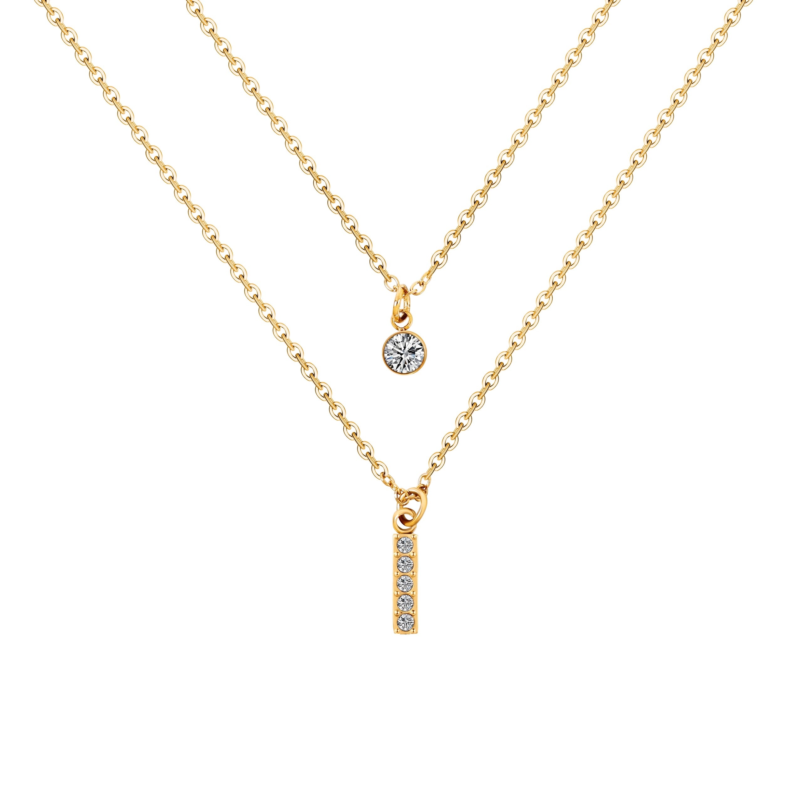 HOVANCI 18K PVD Double Layer with Zircon Pendent Dainty Choker
Necklace (40+5cm)