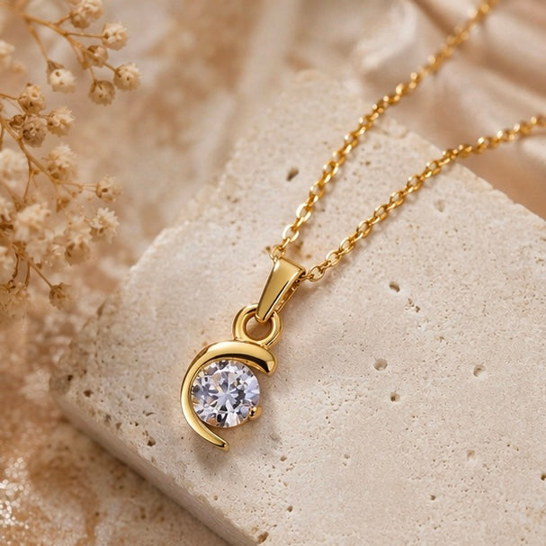 Dainty 18k Anti Tarnish Zircon Pendant Non Fading Jewellery (40+5cm)