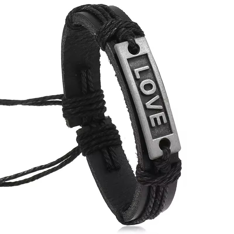 Love Center piece design Leather Bracelet