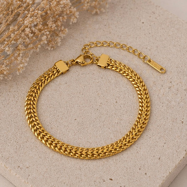 Stainless Steel Fade Resistant - Waterproof 18k Gold Plated Women Bracelet (Free Size)