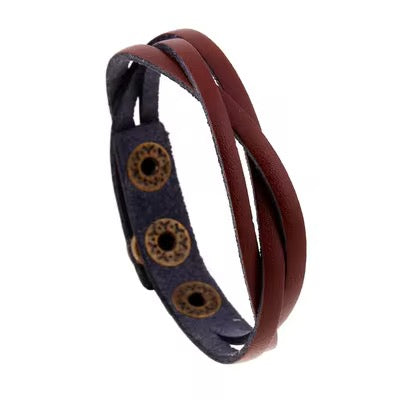 Crossing Band Design Leather Bracelet