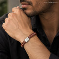Thread stitch Design leather bracelet with Magnetic Clasp