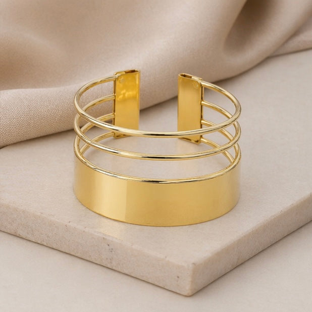 New Trendy Gold Plated Punk Style Bracelets for Women (Free Size)